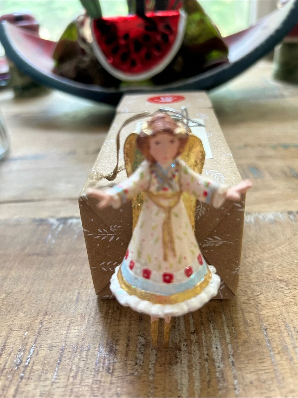 Mackenzie ChildsHand-Painted White Angel Ornament By Patience Brewster